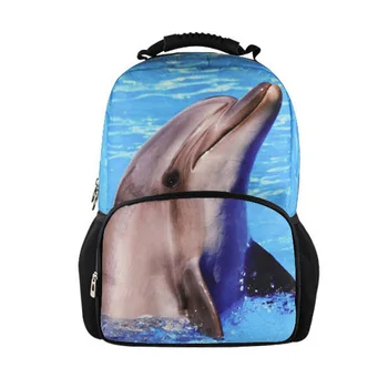 

FORUDESIGNS Fashion Men's Animal Backpacks 3D Zoo Dolphin Printing Student School Knapack Casual Women Travel Backbag Rucksack