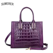 SUWERER новая женская сумка из натуральной кожи Модная роскошная женская сумка с тиснением под крокодиловую кожу дизайнерская женская кожаная сумка