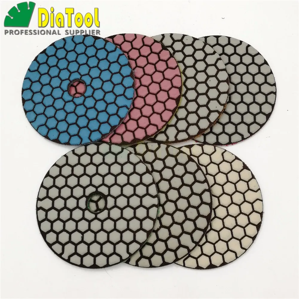 7pcs/set 100MM Dry Diamond flexible polishing pads good quality(new#50-1and #100-1) 4inch Stone sanding disc For granite marble