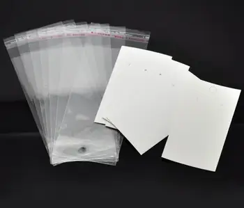 

100 Sets Ear Hooks Earring Display Cards 9cmx5cm W/ Self Adhesive Bags 15cmx6cm