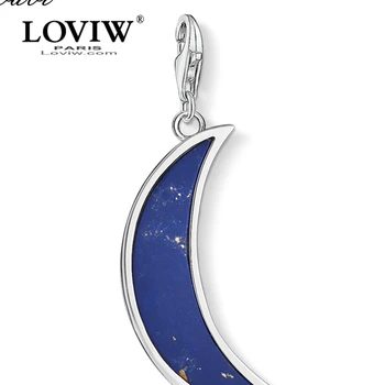 

Charm Pendant Moon Drak Blue,2020 New Fashion Jewelry Trendy Real Authentic silver-plate Gift For Women Men Fit Bracelet