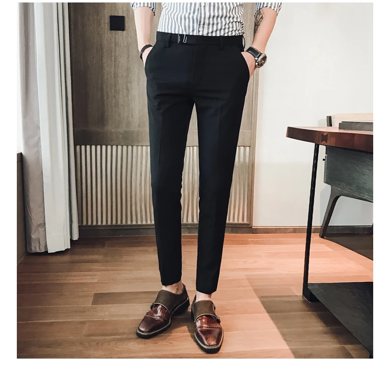 2018 новый модный мужской костюм брюки Slim Fit платье брюки мужские офисные брюки большой размер деловые классические мужские офисные брюки