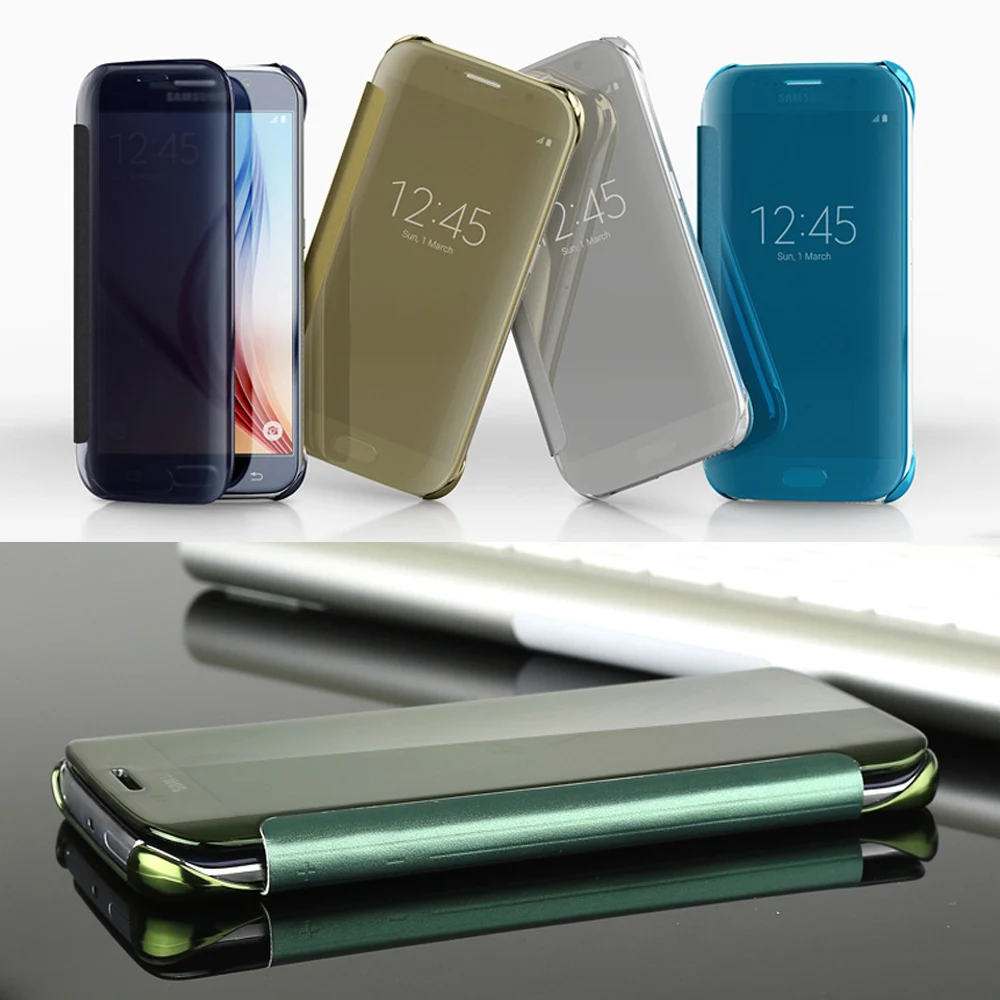 bilder für Luxus Original Klar Spiegel Screen Flip Leder Intelligente Fall-abdeckung für Samsung Galaxy S6 G9200 S6 Rand G9250 Telefon Shell Tasche bilder für Luxus Original Klar Spiegel Screen Flip Leder Intelligente Fall-abdeckung für Samsung Galaxy S6 G9200 S6 Rand G9250 Telefon Shell Tasche