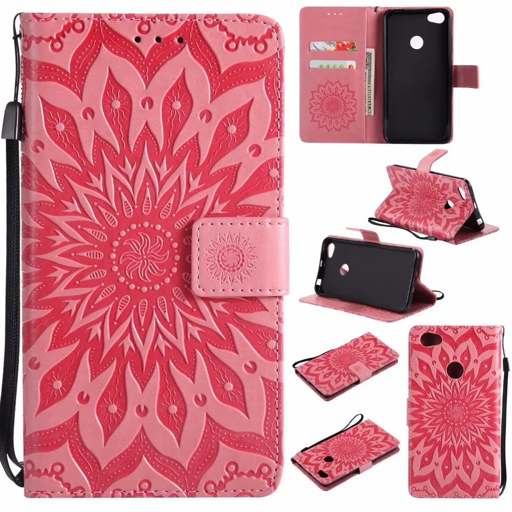 

Luxury Sun Flower Wallet PU Leather Case For Xiaomi 5 6 5X Redmi 3 4X Note 3 5A Shockproof Book Flip Cover Skin Phones Cases