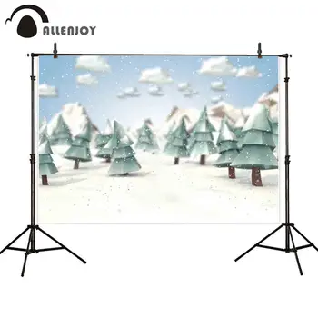 

Allenjoy photography backdrop winter Christmas tree snow sky cloud background photocall photophone photo studio shoot props new