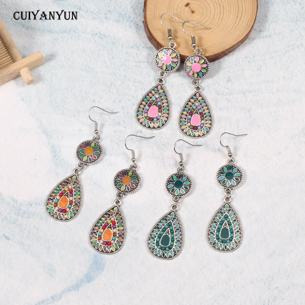 

CUIYANYUN Bohemia pendent multicolored dangle earring women lady round 2019 vintage drop earrings fashion jewelry wedding party