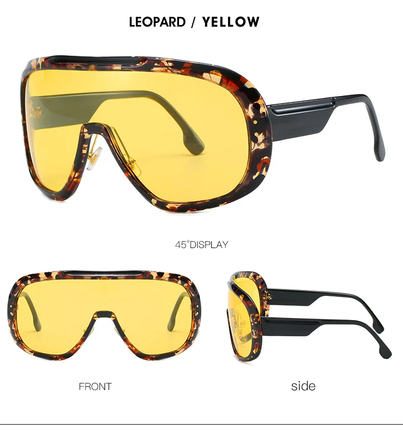Fashion Pilot Sunglasses Women Brand Designer Oversized Polarized Sun Glasses Man Flat Top Cool Eyewear One Piece Windshield