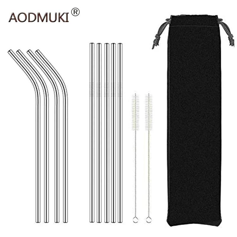 

11pcs Set Reusable Metal Drinking Straw Stainless Steel ECO-Friendly Milk Straw With Cleaner Brush For Mugs Bar Party Accessory