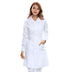 Доктора и медсестры носят с длинными рукавами 2019 с короткими рукавами талии тонкий маленький круглый воротник белое пальто врач-медсестра