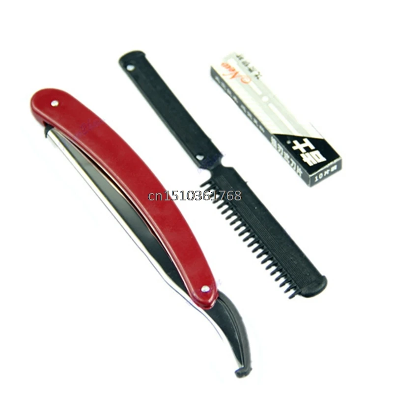 

Disposable with 10 Replacement Blades Straight Reusable Razor Plastic Handle New #Y05# #C05#