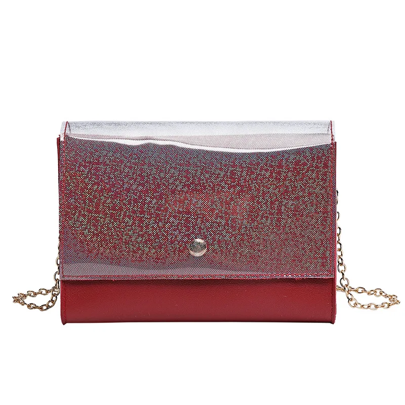 

Shiny Transparent PVC Women's Shoulder Bag 2019 Summer Fashion Simple Small Chain Handbags Female Mini Crossbody Messenger Pouch
