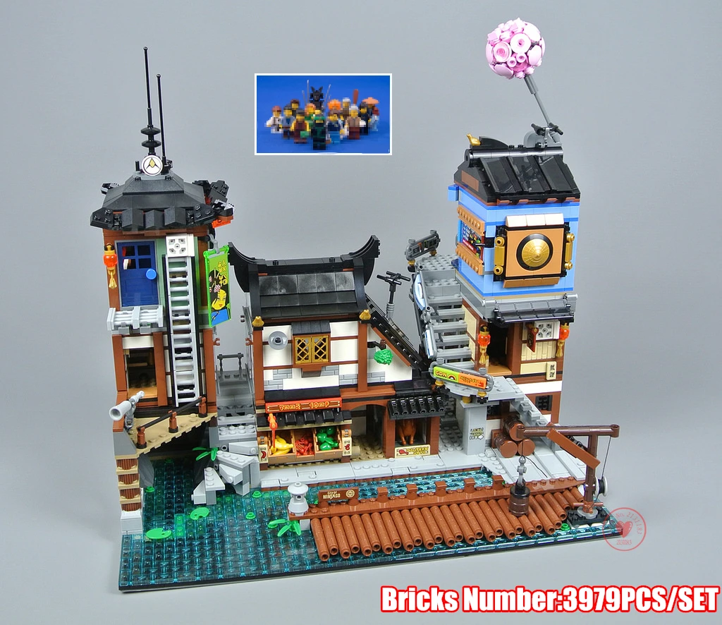 

New 3979Pcs Ninja movie City Port Kai Jay Cole fit legoings Ninjagoings Figures Model Building Block Bricks Kids Toys 70657 Gift