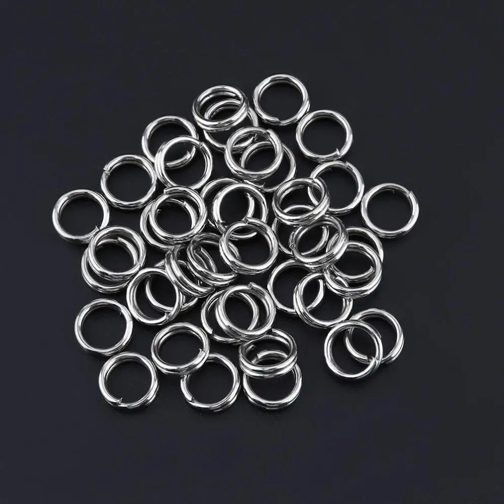 500 шт./лот, серебряное рыболовное кольцо из нержавеющей стали с двойной петлей, 5 размеров, смешанный Разъемный зажим, поворотный быстросменный крюк, Соединитель с коробкой