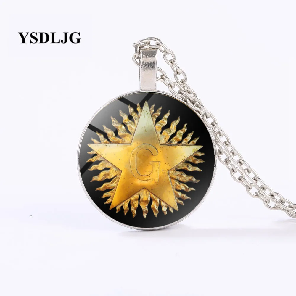 Freemasonry Brother Gift Masonic Blazing Star Symbol Gold Chain Freemason Necklace
