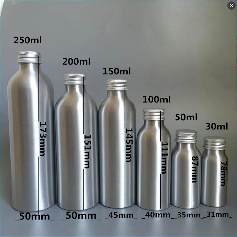 High grade Aluminum Bottles with Aluminium Cap Oil Makeup Water Bottle