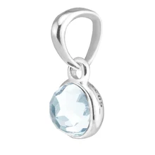 Подходит для браслетов Pandora March, подвески в виде капель с голубым кристаллом Aqua, серебро пробы, бусины