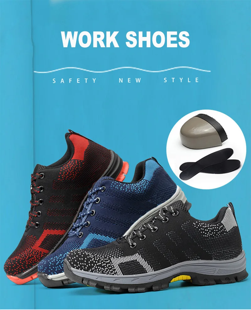 Men's Breathable Steel Toe Cap Safety Shoes Men High Quality Outdoor Antislip Steel Puncture Proof Construction Boots Work Shoes (1)