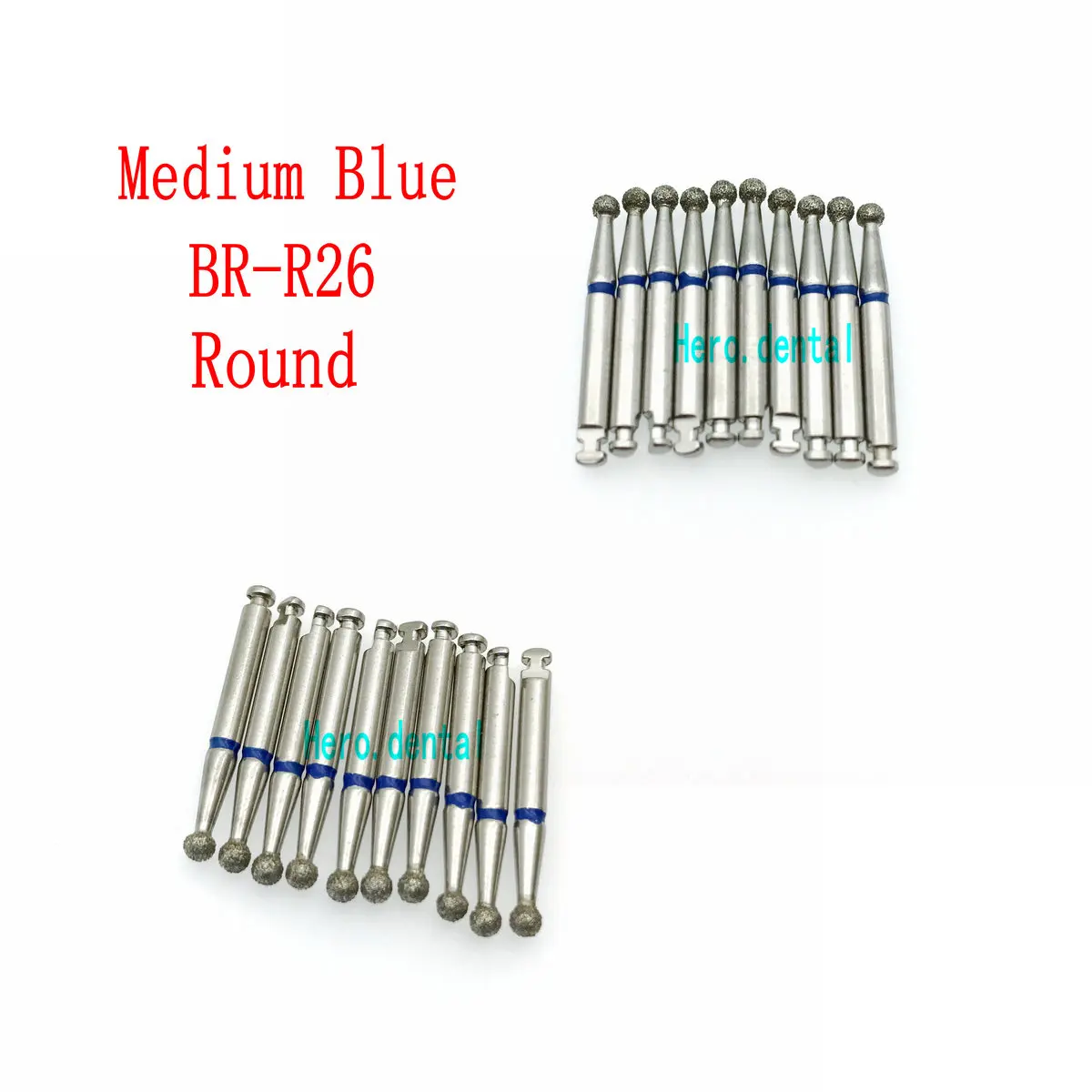 

10Pcs Low Speed Dental Diamond Burs For RA 2.35mm Shank Handpiece Polisher Trimming Round Head Clinic Drill