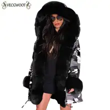 Модная зимняя новая женская куртка из искусственного меха, плотное теплое камуфляжное пальто, тонкая женская парка с капюшоном, хлопковая верхняя одежда PR623