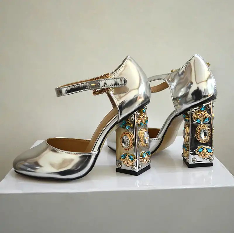 silver jewelled heels