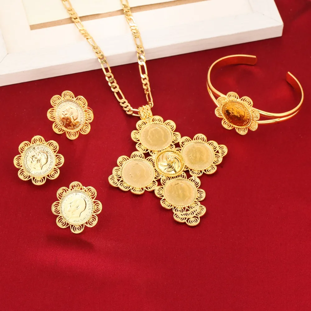 5 шт. набор ювелирных украшений в эфиопском стиле|jewelry sets gold|wedding jewelry setsjewelry |