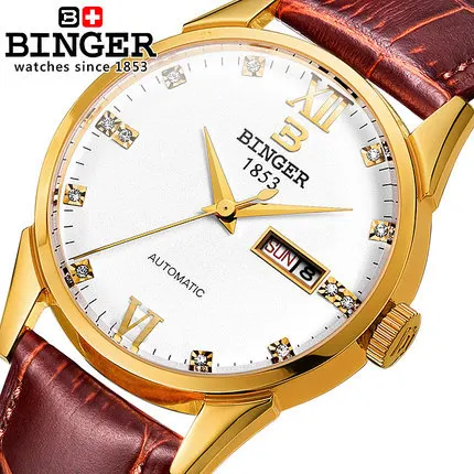 Military Watch Relogio Masculino Men Top Brand Binger Genuine Leather Strap Mans Watches Chronograph 3 Hands