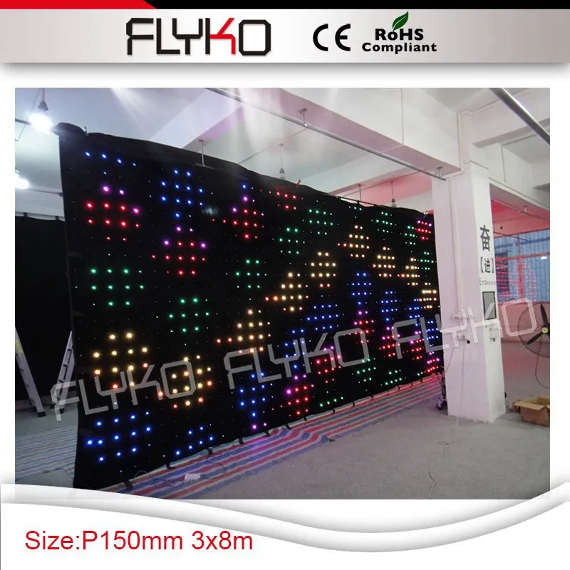 

3x8m latest led curtain dj club design RGB video P15cm with SD controller