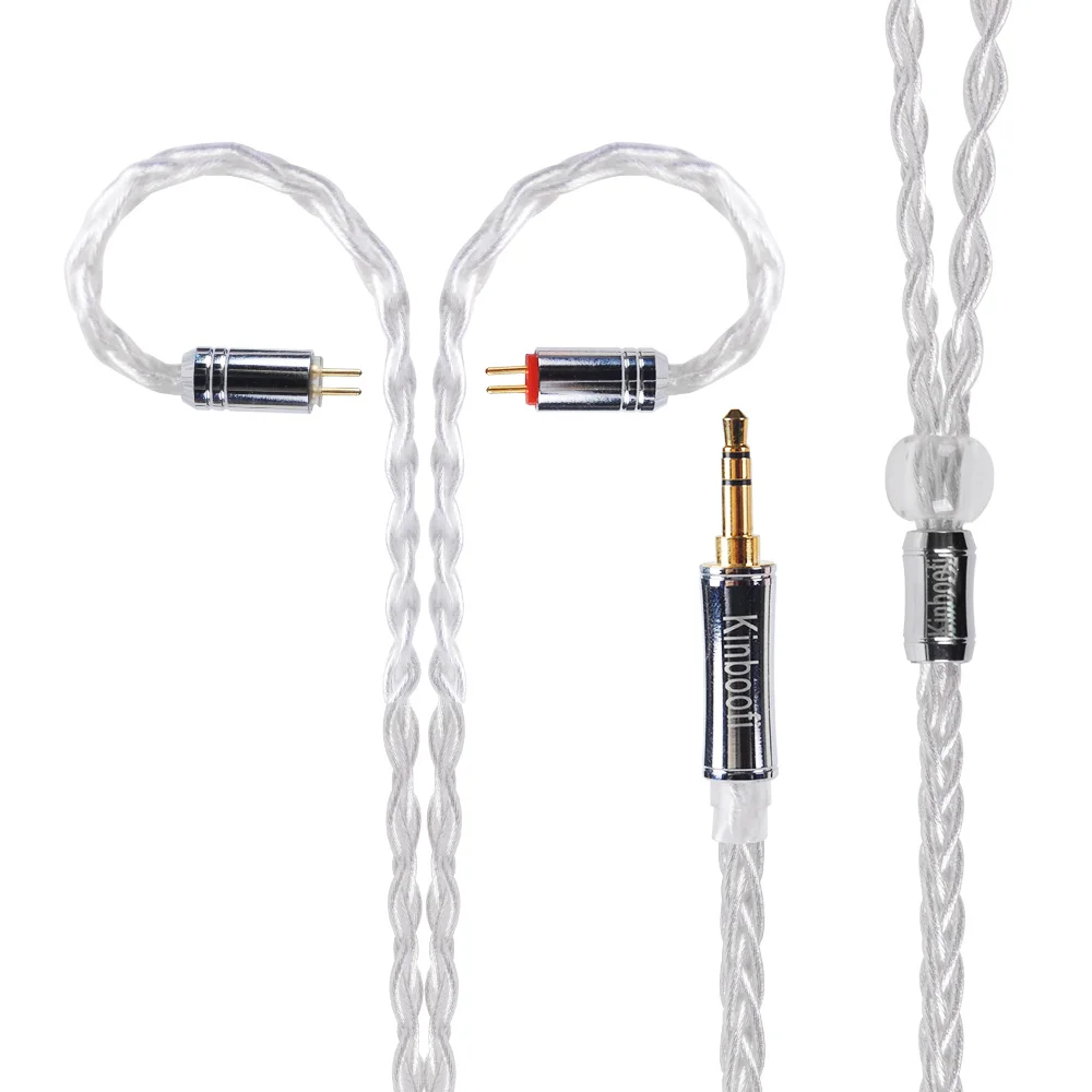 Kinboofi 8 сердечника кабеля нержавеющей стали с высоким содержанием чистого посеребренный кабель с одинарной нитью 119 Core 2,5/3,5/4,4 мм балансный кабель для AS10 ZS10 ZST C10 C16 QT5 - Цвет: 3.5pin