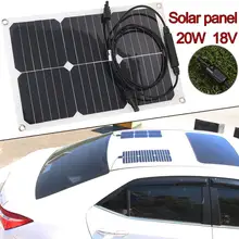 Cewaal Solar Panel Solar Cells Photovoltaic Panels Portable 20W 18V 1.1A Monocrystalline Silicon Battery Charger for car