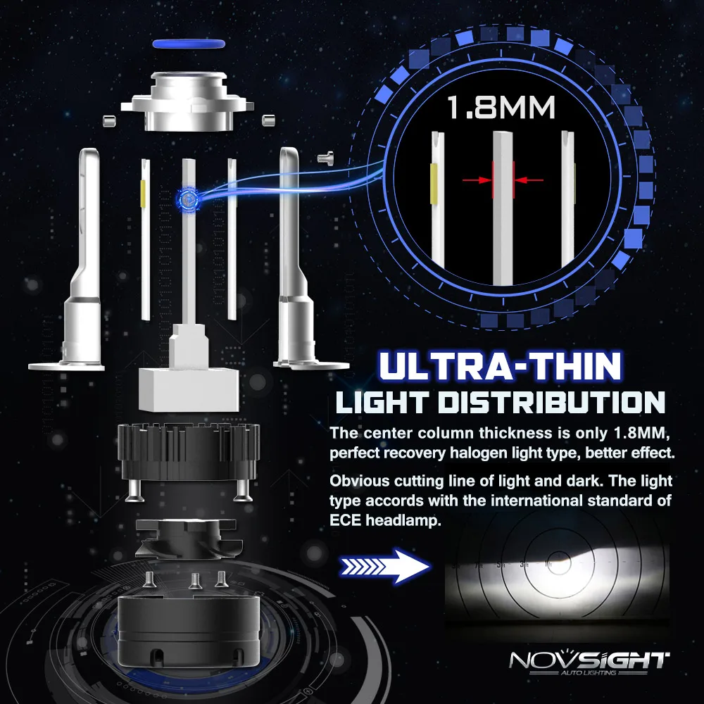 NOVSIGHT H4 H7 H11 H1 9005 9006 Автомобильный светодиодный головной светильник, лампы Hi-Lo Beam 80 Вт 14400LM 5500 K, автомобильная фара, противотуманный светильник, лампа DC12v