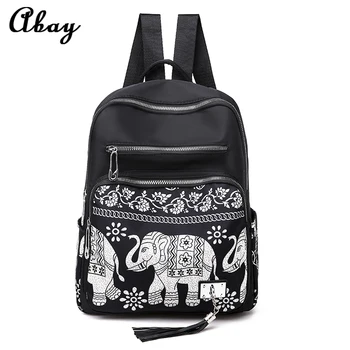 

2019 new backpack female multifunctional leisure Oxford backpack national wind elephant print large capacity anti-theft backpack