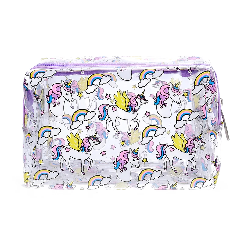 cartoon panda transparent font b makeup b font for women cute unicon clear organizer pouch girls