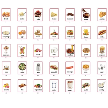 

35Pcs/Set English Food Card Teaching Aids Pictures A4 Big Poster Kids Learn Educational Toys For Children Classroom Decoration