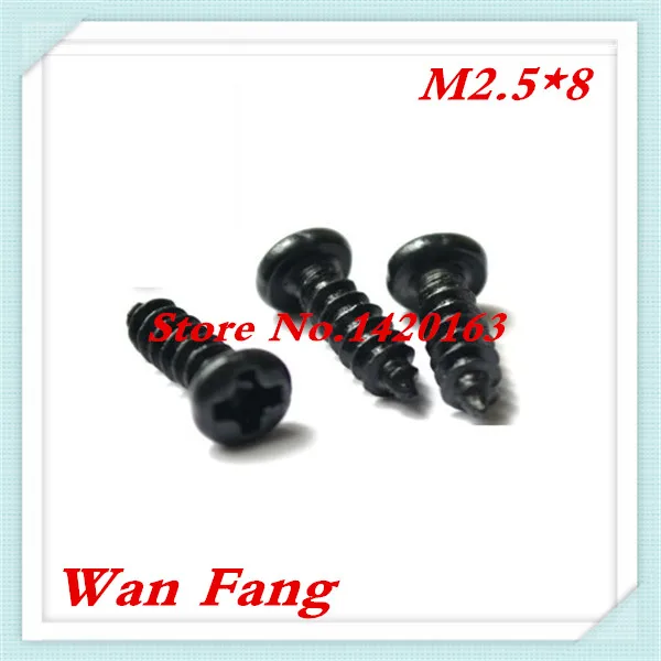 

100pcs M2.5*8 Balck Pan Head self-tapping screw