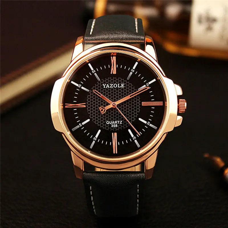 

Rose Gold Wrist Watch Men YAZOLE Brand Luxury Famous Male Clock Quartz Watch Golden Wristwatch Quartz-watch Relogio Masculino
