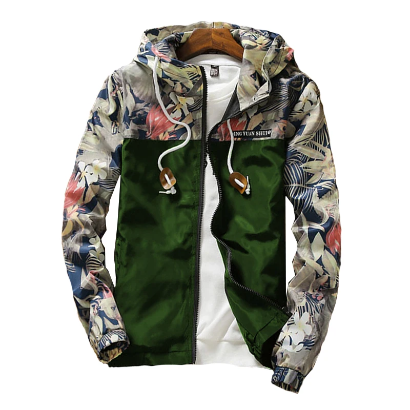 Мужская куртка-бомбер с цветочным принтом в стиле хип-хоп, приталенная куртка-пилот с цветами, 2019, мужские куртки с капюшоном, Качественная