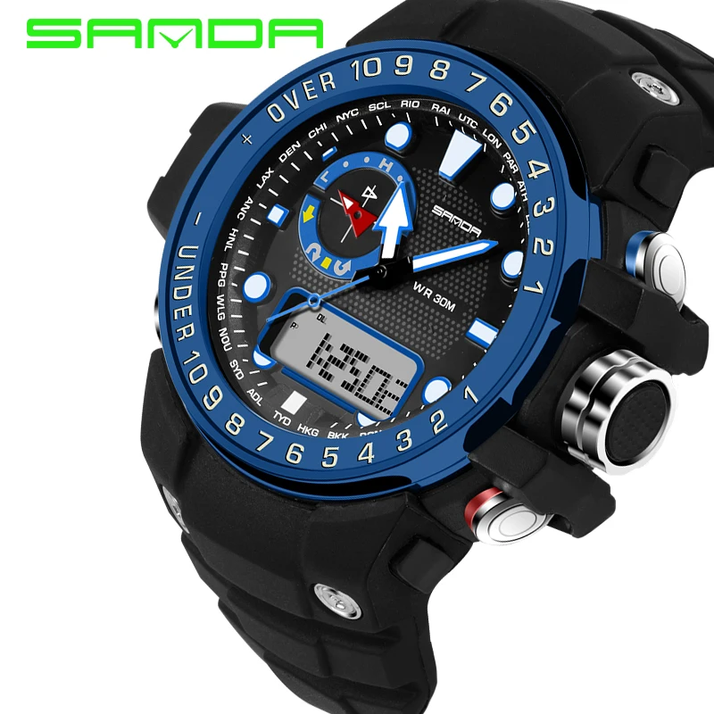 

SANDA Men's Watch Casual Waterproof Luminous Sport Watch Seismic Compass with Digital Men's Watches Relogio Masculino