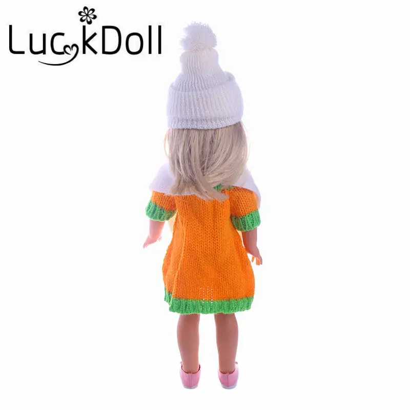 LUCKDOLL однотонный вязаный шарф + шапка для 14 5 Дюймов Американская кукла Wellie Wishers
