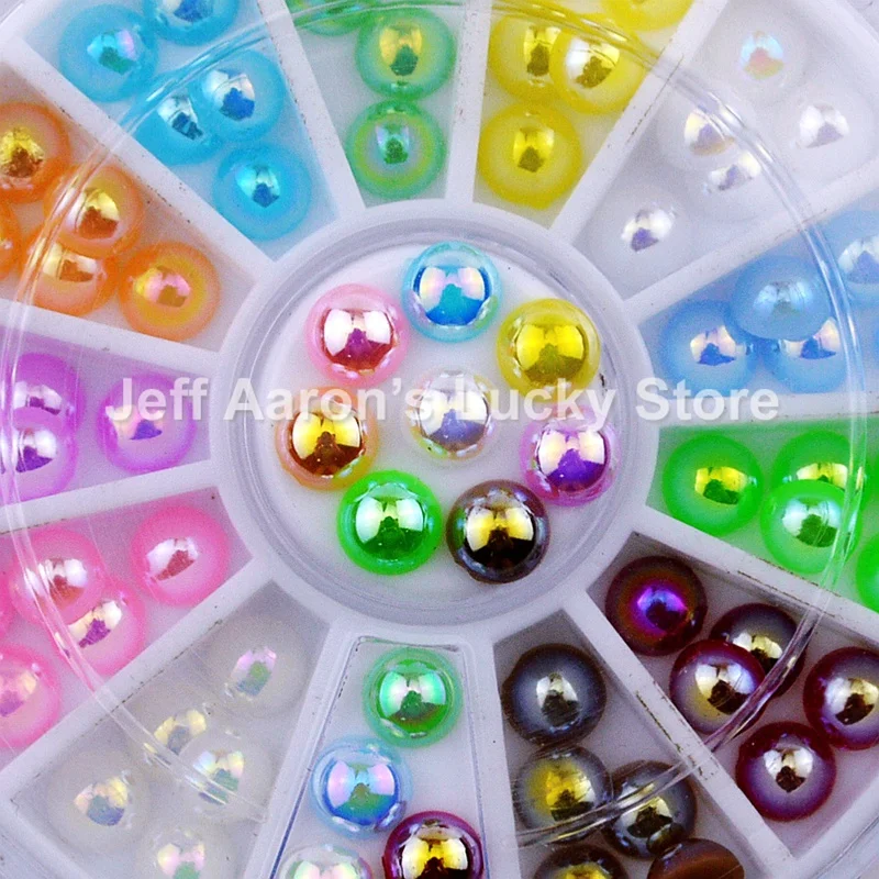 5mm 3d nail art decorations half pearl wheel glitter jewelry nails