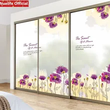 Пользовательский размер растения Цветочный узор Электростатическая пленка «замороженное стекло» гостиная спальня ванная комната магазин для раздвижных дверей и окон пленка