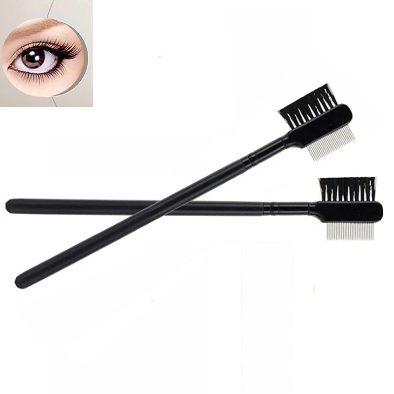 New Eyelash Dual-Comb Extension Brush High Quality Steel Eyebrow Metal Comb Cosmetic Makeup Tool Wholesale Retail