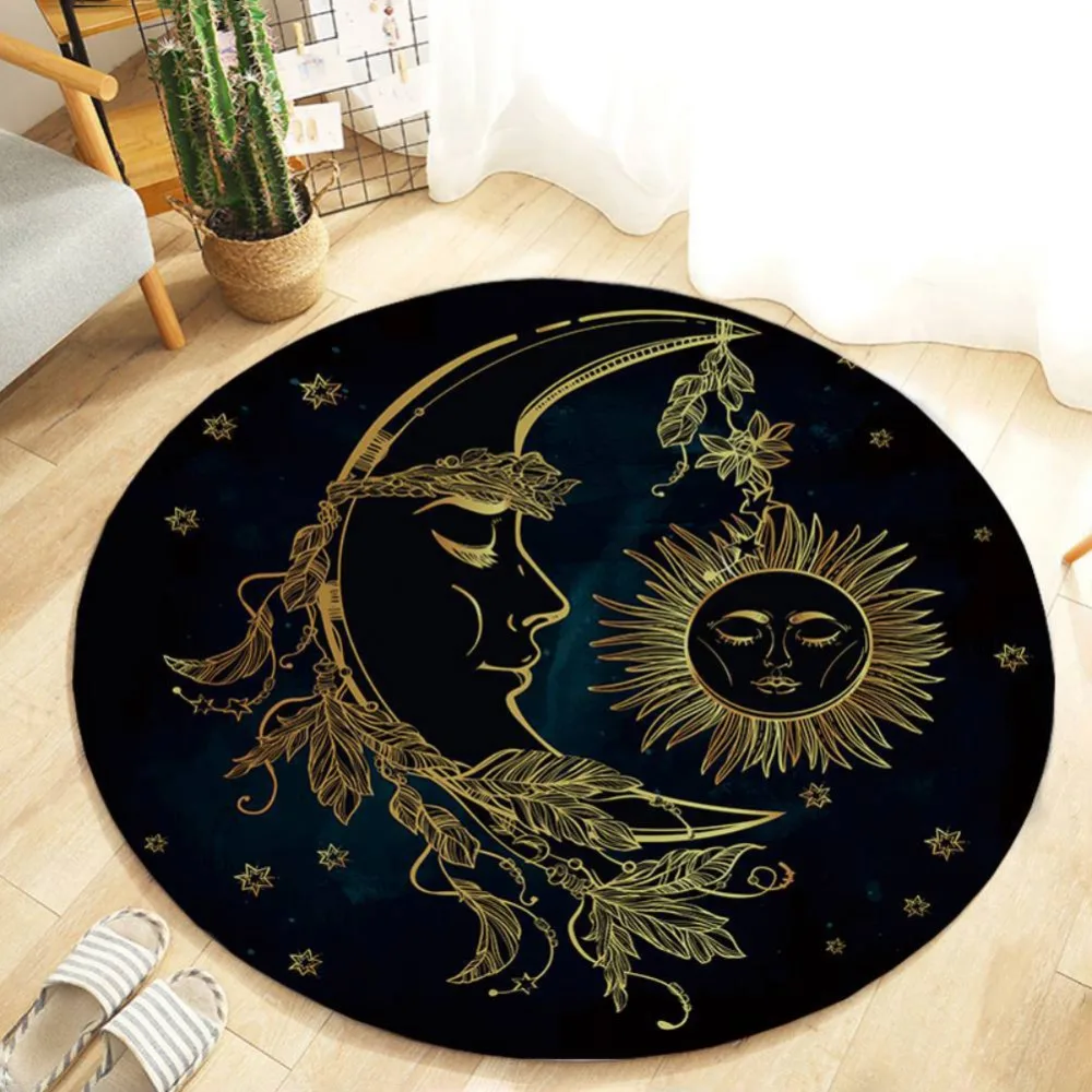 

Printing Round Area Rug Non-Slip Soft Flannel Entrance Mat Door Floor Rug Home Decor Carpet for Living Room Bedroom Children