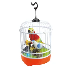 EFHH Sound Control Induction Cage Electric font b Toy b font Animal Model Include Three Birds