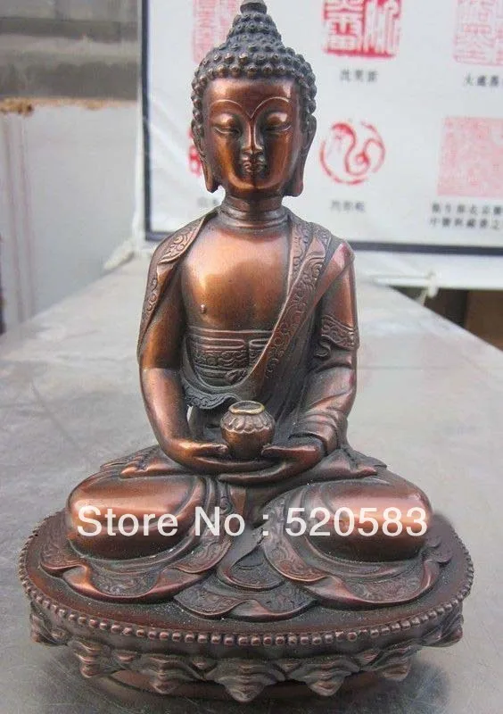 

free Tibet Tibetan Bronze Sakyamuni Buddha Statue fast