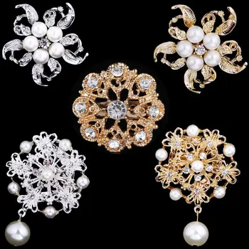 

Rhinestone Crystal Flower Brooches for Women Men Wedding Bridal Party Round Bouquet Brooch Pin