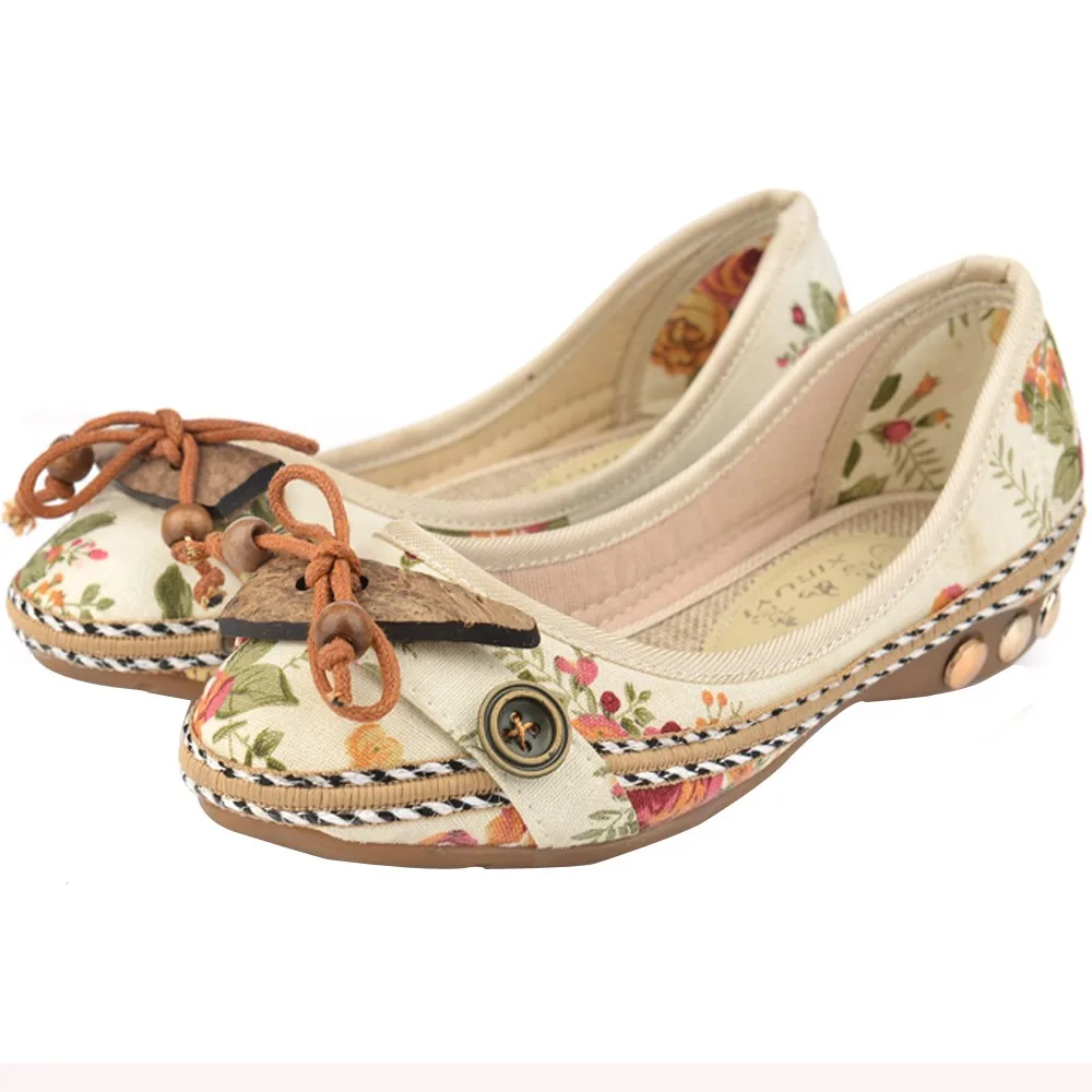 

Fashion Nude lowers Embroidered Women Handmade Canvas Loafers Slip on Ladies Vintage Embroidery Comfort Driving Flat Shoes