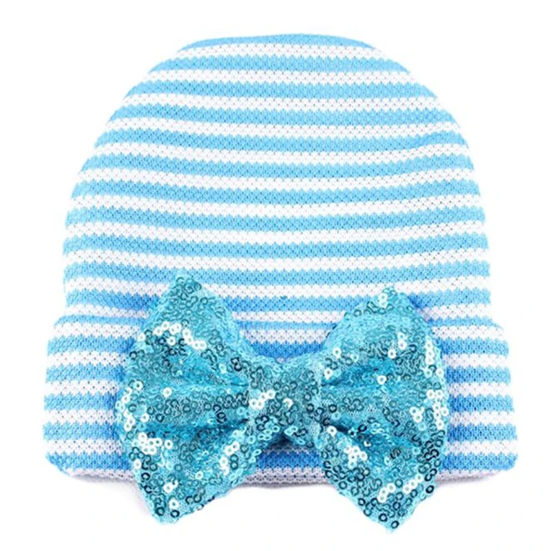 

2019 New Newborn Cute Hat Stripe Bow Baby Girl Boy Hat Beanie With Bowknot Hat Spring Autumn Kids Children's Cap Cotton V17%