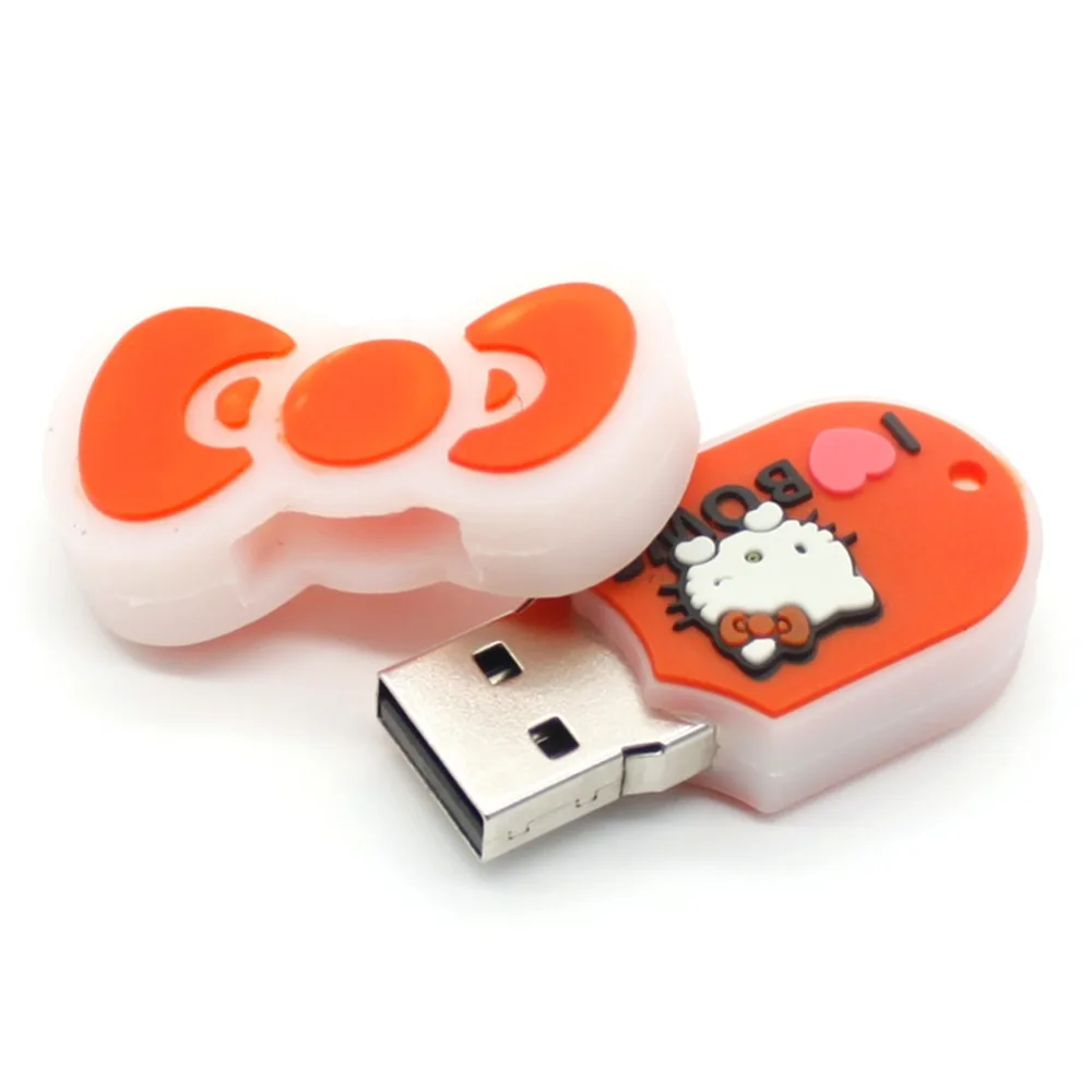 USB флеш-накопитель Kitty Cat с бантом, 32 ГБ, флеш-накопитель с героями мультфильмов, 16 ГБ, реальная емкость, 128 м, 4 ГБ, 8 ГБ, 64 ГБ, милые флешки