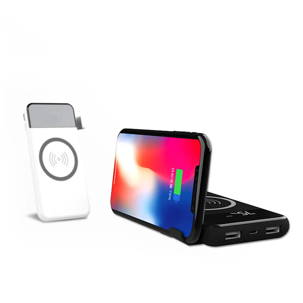 QI Wireless Charger Power Bank 10000mah Portable Dual USB with Digital Display External Battery Powerbank for iphone X 8 Samsung