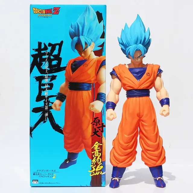 new 42cm big size figure dragon ball super saiyan son goku blue hair figures size